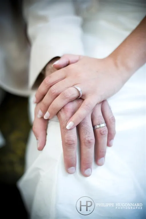 Deux mains portant des alliances et se croisant